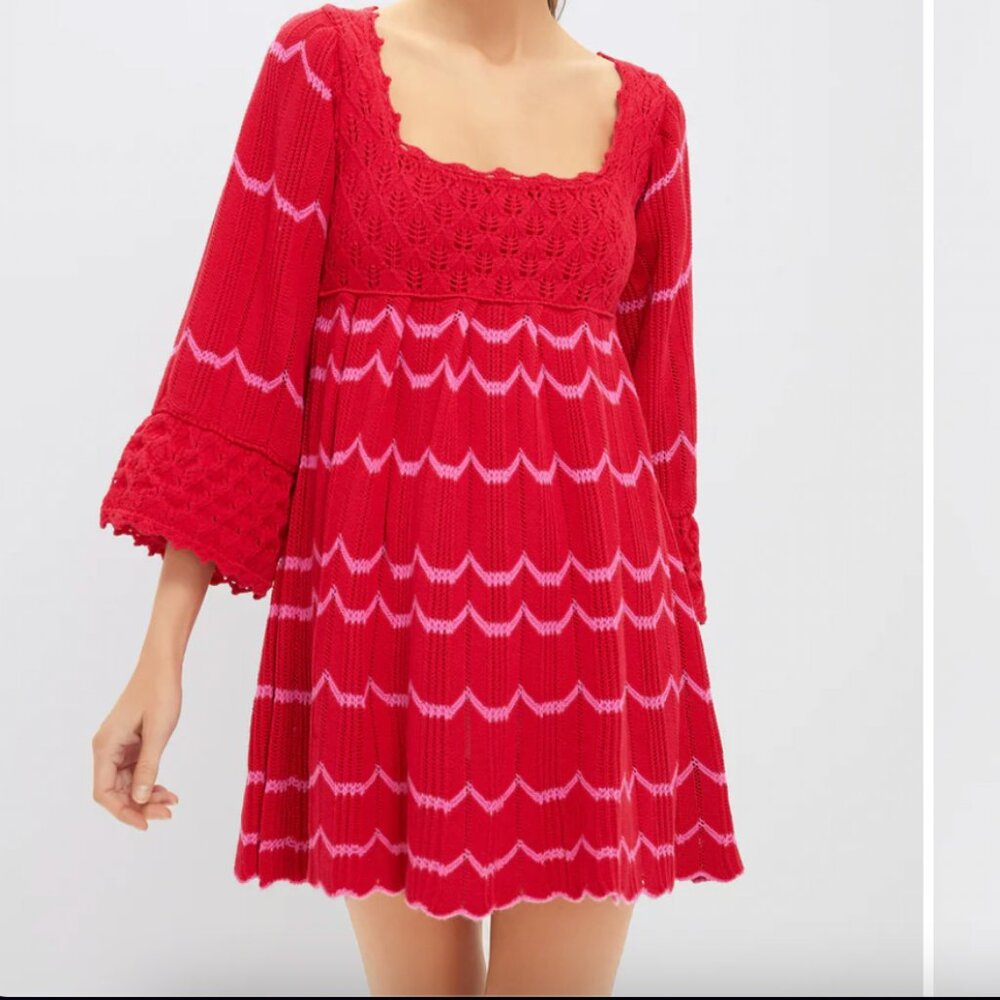 Pomander Place Red Crochet Trim Devon Dress